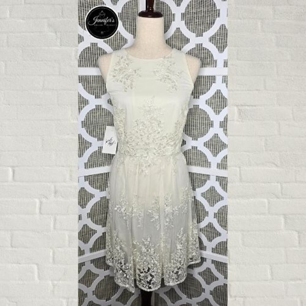 Taylor NWT Cream Embroidered Lace Sleeveless Fit & Flare Dress Size 10